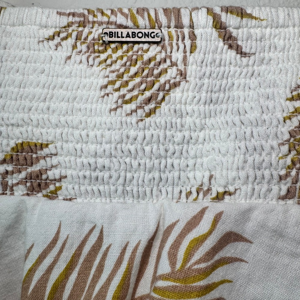 Billabong Womens Size S White Tropical Palm Print Linen Blend Wide Leg Jumpsuit - Picture 13 of 16